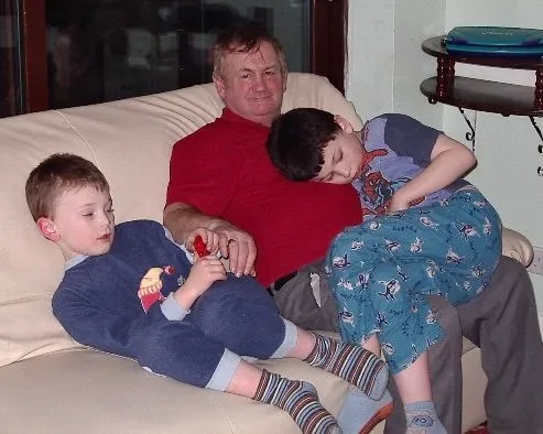 Cuddles With Charlie and Daddy at bed time