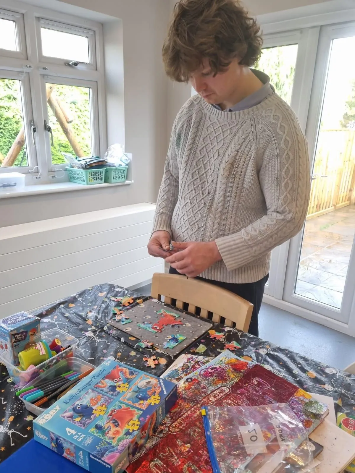 Doing puzzles and drawing are part of my day. I enjoy them